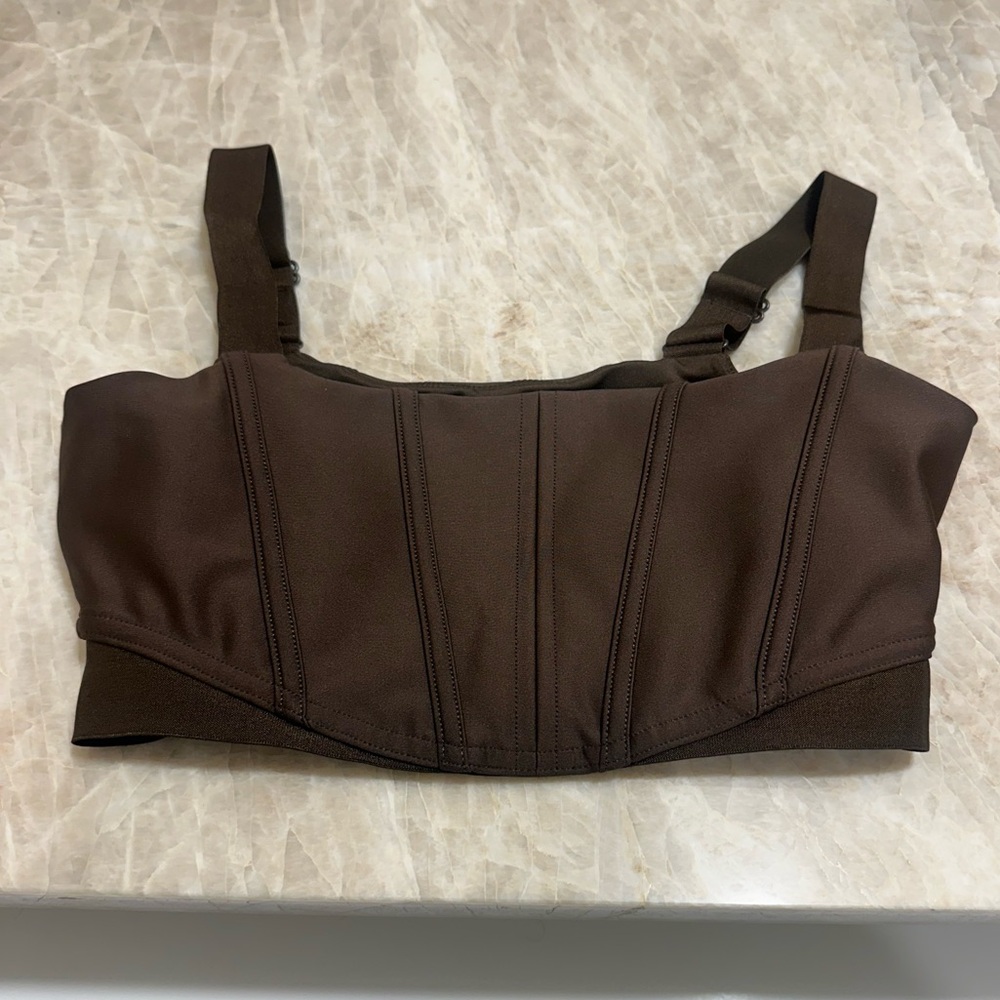 Alo Yoga Airlift Corset bra top espresso